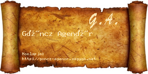 Göncz Agenór névjegykártya